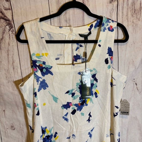 For Cynthia Linen Floral Summer Spring Lace Sleeveless Midi Dress NWT Large - Picture 3 of 7